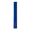 A blue popper ruler featuring a series of poppers along its length, with a logo visible on the side.