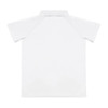 A white youth active polo shirt with a classic collar and short sleeves. It features a logo on the chest.