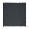 A dark grey camping blanket with a simple design, featuring a small logo in one corner.