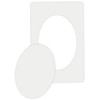 A budget magnetic photo frame in white, featuring an oval cutout and a rectangular shape. It includes a logo.