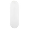 A plain white smartphone strap with an oval shape, featuring a logo at one end.