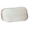 A set of white and light pink refill sleeves for a soap dispenser, stacked neatly. The product includes a branding logo.