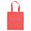 A red shopping tote bag with two handles and a plain design. Logo present on the bag.
