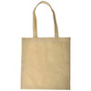 A yellow shopping tote bag with V gusset and two handles, featuring a logo.
