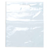 A clear tote bag with a handle, featuring a transparent design suitable for showcasing contents.