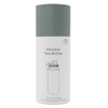 A drink bottle with a stainless steel infuser, featuring a clear glass body and a grey lid. Contains a logo.