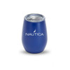 A drink bottle in a sleek blue design, featuring a clear lid and a brand logo. Ideal for various beverages.