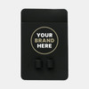 A black silicone phone wallet featuring two slots and a branding area.