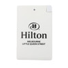 A white power bank with rounded edges and a logo in the centre. It is slim and portable in design.