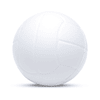 A white squeeze volleyball stress ball with a textured surface and a rounded shape.