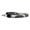 A flashlight tool kit in silver and black, featuring a level and a screwdriver tip. It includes a branding logo.