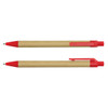 A Kraft Pen featuring a brown paper barrel and red plastic accents, including a clip and tip.