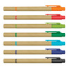 A collection of kraft highlighters in orange, red, green, blue, and black, featuring a minimalist design and varying tip colours.