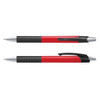 A coloured barrel pen set featuring two red plastic pens with textured black grips and silver accents.