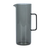A drink bottle in a sleek, smoky grey colour with a prominent handle and a spout, featuring a logo.