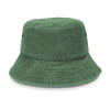 A green washed bucket hat with a wide brim and a textured finish, featuring eyelets for breathability.