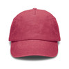 A vintage washed cap in a deep rose colour, featuring a curved brim and a logo on the front.