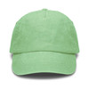 A vintage washed cap in a light green colour with a curved brim and a branding logo on the front.