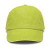 A vintage washed cap in bright lime green with a curved brim and a logo on the front.