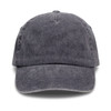 A vintage washed cap in a dark grey colour with an adjustable strap and a logo on the front.