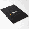 A black Velour DuPont A5 notebook with a textured cover and a logo on the front.