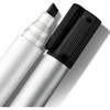 A whiteboard marker with a chisel tip, featuring a black cap and a silver barrel. It includes a logo.