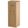 A cardboard box containing a glass carafe and cup set. The design is in a minimalist style with a simple outline.
