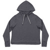 A grey modest crop hoodie with a hood and drawstrings, featuring a simple design and no visible logos.