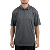 A grey Micro Pique Polo shirt with a collar and three buttons, featuring a subtle texture.