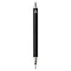 A black aluminium ballpoint pen with a clear tip and a logo on the body.