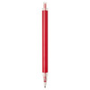 A recycled aluminium ballpoint pen in bright red, featuring a transparent grip and a pen tip. It has a logo.