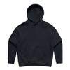 A navy hooded sweatshirt with a front pocket and a large hood. The fabric appears soft and warm.