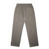 Cuffless track pants in a faded earthy tone, featuring an elastic waistband and a back pocket.