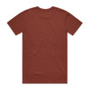 A maroon T-shirt is displayed, featuring a plain back with no designs or logos.
