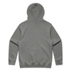 A grey hoodie with a hood, featuring a simple, minimalistic design. It has full sleeves and a straight hem.