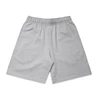 A pair of grey shorts with an elasticated waist, featuring a simple, relaxed design and a logo.