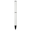 A white and black recycled aluminium twist ballpoint pen with a sleek design and a logo on the body.