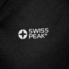 A black unisex T-shirt featuring a logo on the front. The fabric appears textured and breathable.
