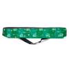 A green cooler sling bag featuring a pattern design and a shoulder strap, with a logo present.