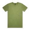 A green t-shirt with a classic crew neckline and short sleeves, featuring a logo on the inside tag.