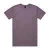 A short-sleeve T-shirt in a muted purple colour, featuring a neck tag and no visible logos.