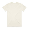 A light beige T-shirt with a simple design and a brand logo on the back.