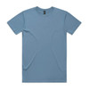 A blue Staple Tee t-shirt with a crew neck and short sleeves, featuring a logo on the label.