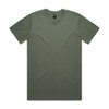 A classic olive green T-shirt with a crew neckline, featuring a logo at the neck.