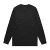A long-sleeve black T-shirt with a plain back and no visible print or design. Features a logo on the back.