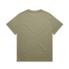 A plain khaki Heavy Tee shirt with a classic crew neck and short sleeves, featuring a logo on the back.