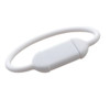A round cord silicone flash drive in white, featuring a smooth, minimalist design and a small logo.