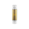 A gold and clear double-end Type C flash drive with a brand logo.