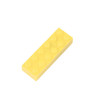 A yellow stackable brick flash drive with dot patterns, featuring a logo on its surface.