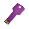 A purple square key flash drive with a key-shaped design and a USB connector at the end.